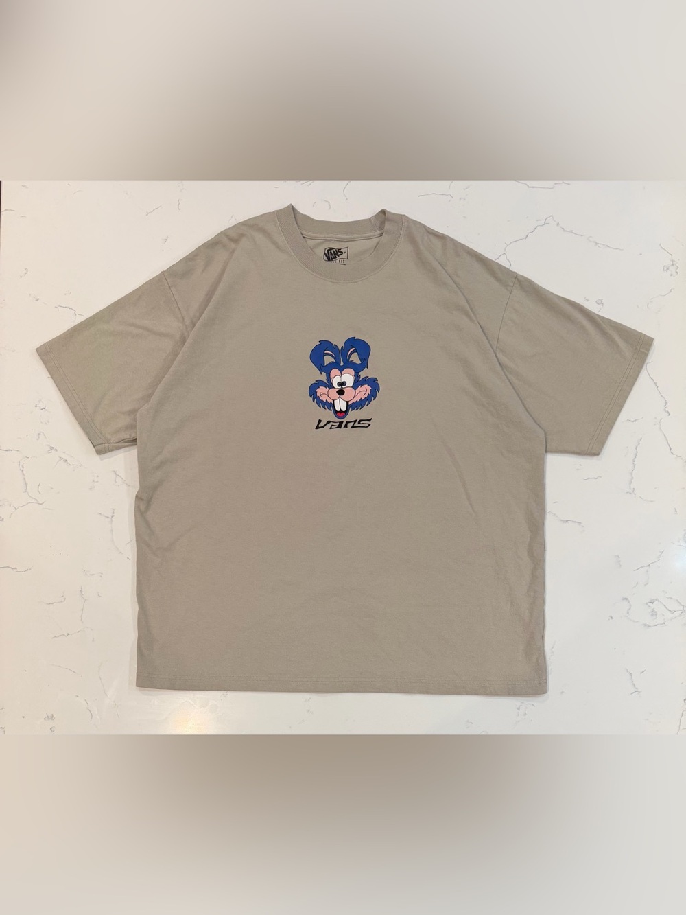 Vans Rabbit Cartoon Graphic Tee Men’s XL Beige Loose Fit Skate Streetwear